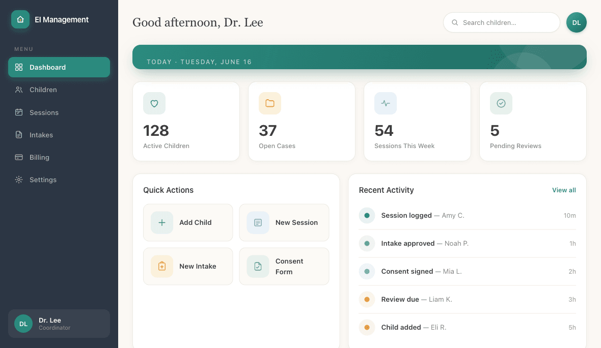 EI Management — Web Portal